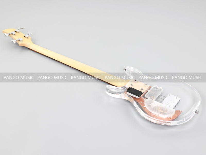 Dan Armstrong Style Clear Acrylic 4-String Electric Bass Guitar with Changing LED Lights (PAG-009)