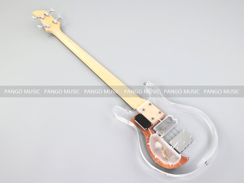 Dan Armstrong Style Clear Acrylic 4-String Electric Bass Guitar with Changing LED Lights (PAG-009)