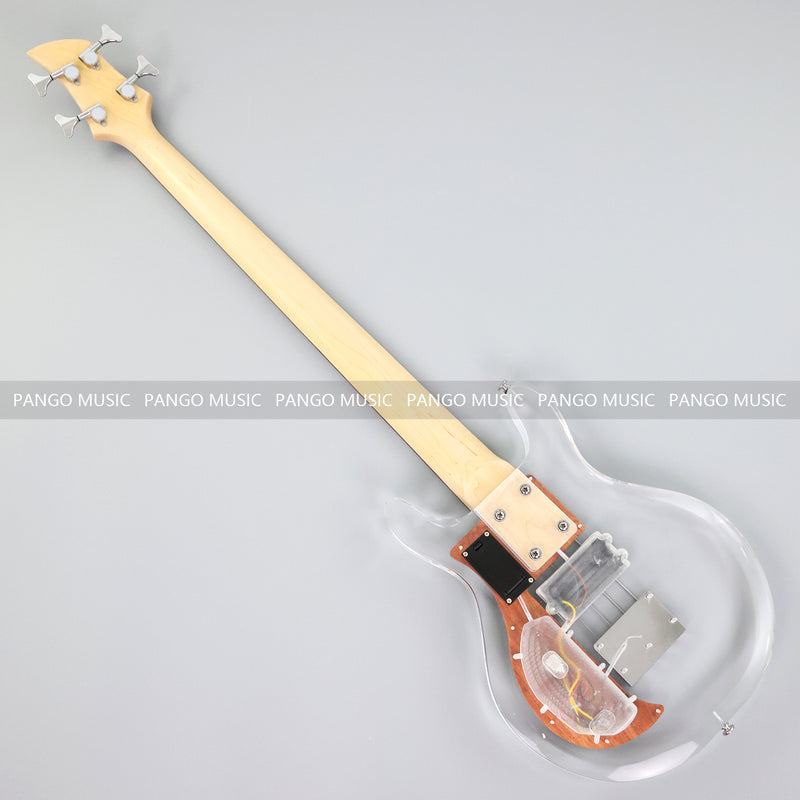 Dan Armstrong Style Clear Acrylic 4-String Electric Bass Guitar with Changing LED Lights (PAG-009)