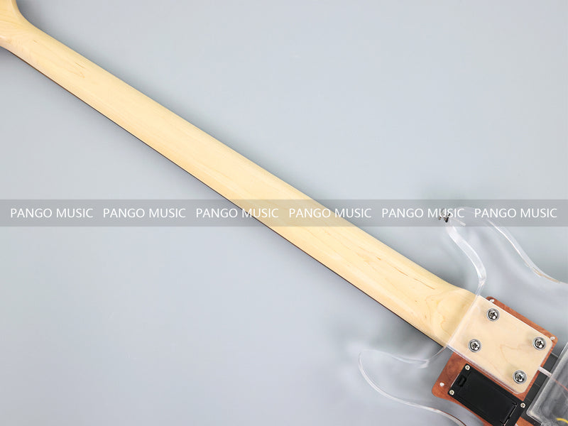 Dan Armstrong Style Clear Acrylic 4-String Electric Bass Guitar with Changing LED Lights (PAG-009)