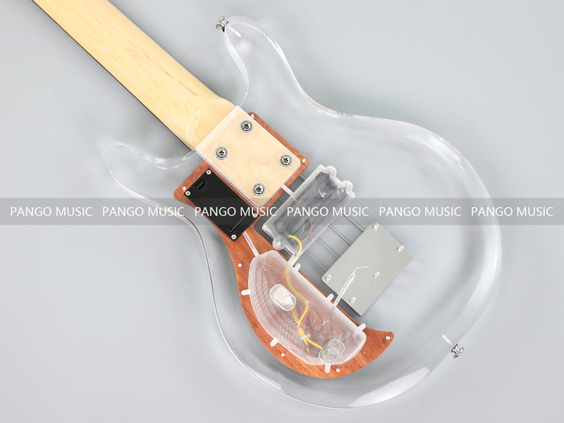 Dan Armstrong Style Clear Acrylic 4-String Electric Bass Guitar with Changing LED Lights (PAG-009)