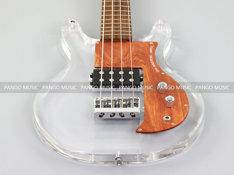 Dan Armstrong Style Clear Acrylic 4-String Electric Bass Guitar with Changing LED Lights (PAG-009)