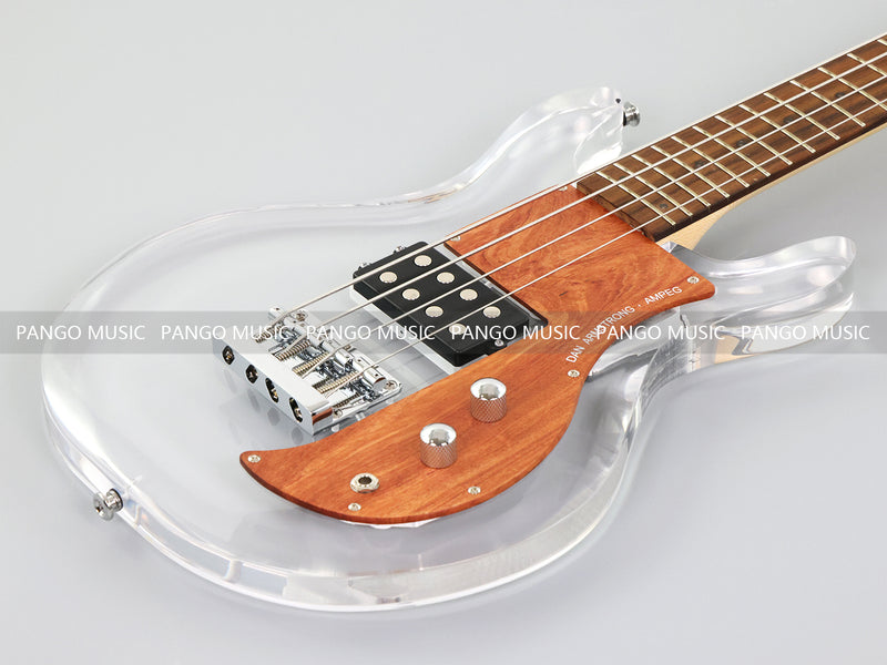 Dan Armstrong Style Clear Acrylic 4-String Electric Bass Guitar with Changing LED Lights (PAG-009)