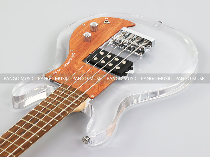 Dan Armstrong Style Clear Acrylic 4-String Electric Bass Guitar with Changing LED Lights (PAG-009)