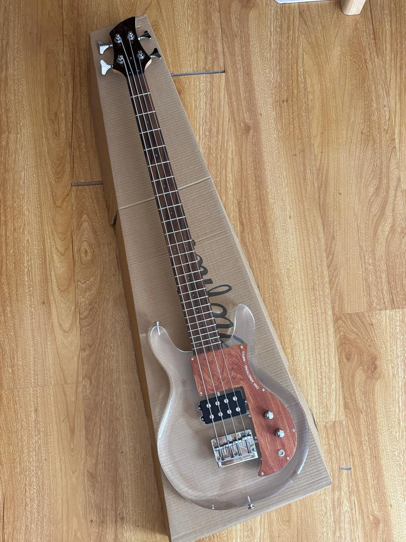 Dan Armstrong Style Clear Acrylic 4-String Electric Bass Guitar with Changing LED Lights (PAG-009)
