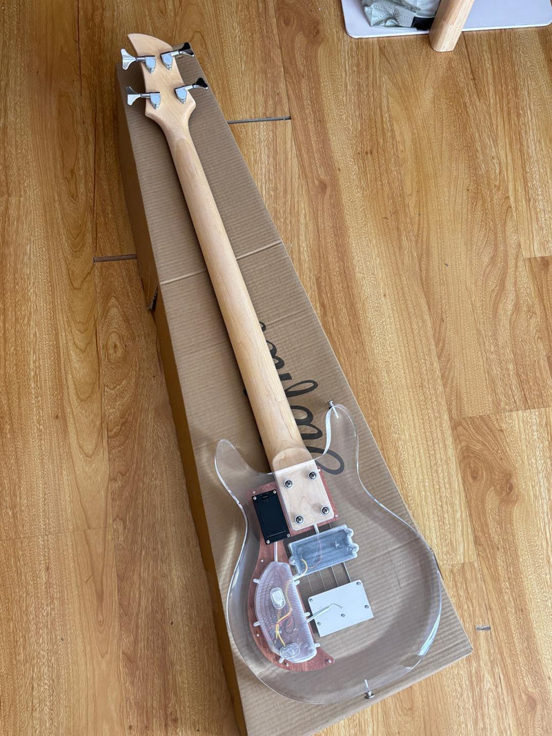 Dan Armstrong Style Clear Acrylic 4-String Electric Bass Guitar with Changing LED Lights (PAG-009)