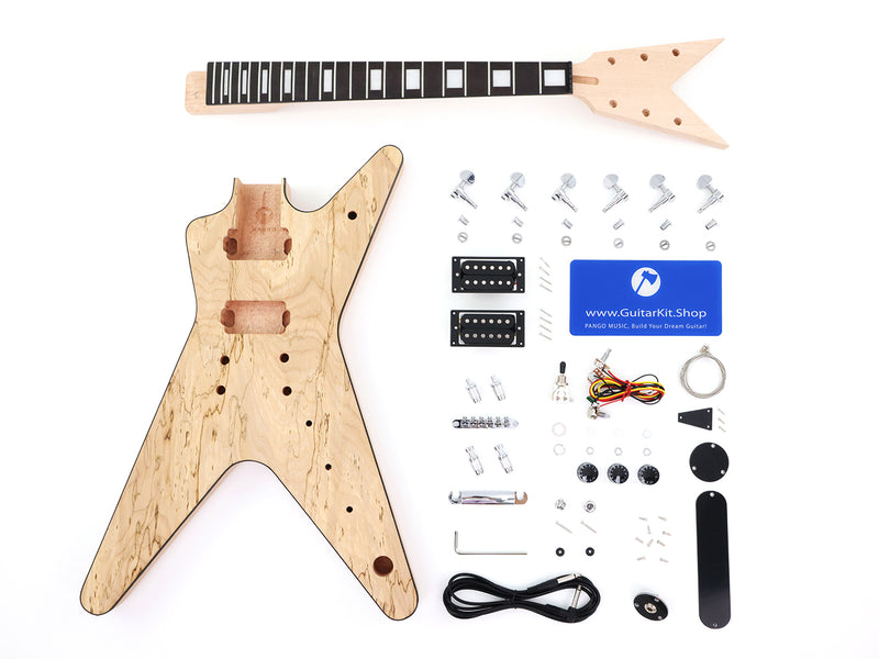 Dean Style DIY Electric Guitar Kit with Spalted Maple Top (LRF-024X)