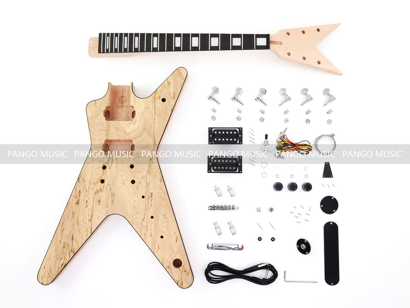 Dean Style DIY Electric Guitar Kit with Spalted Maple Top (LRF-024X)