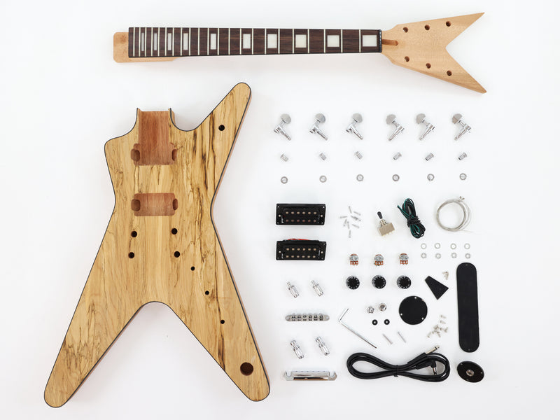 Dean Style DIY Electric Guitar Kit with Spalted Maple Top (LRF-024, Limited Edition)