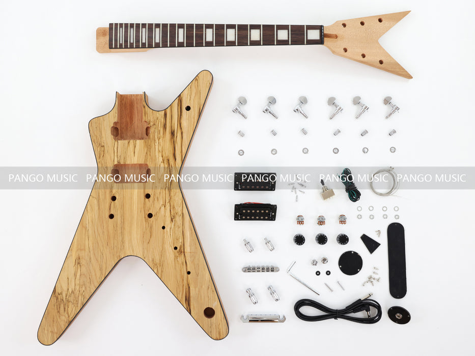 Dean Style DIY Electric Guitar Kit with Spalted Maple Top (LRF-024, Limited Edition)