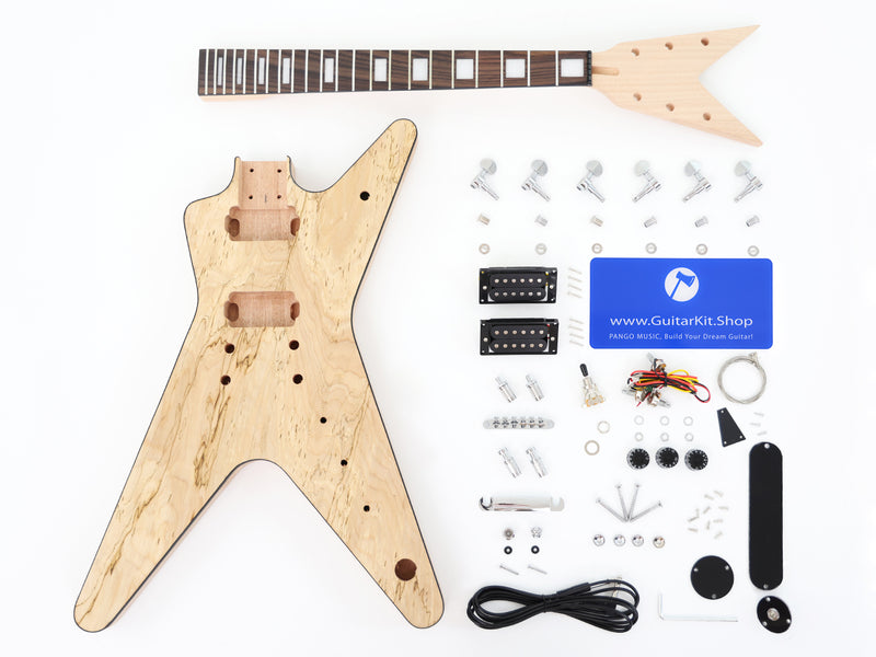 Dean Style DIY Electric Guitar Kit with Spalted Maple Top (PYX-015)
