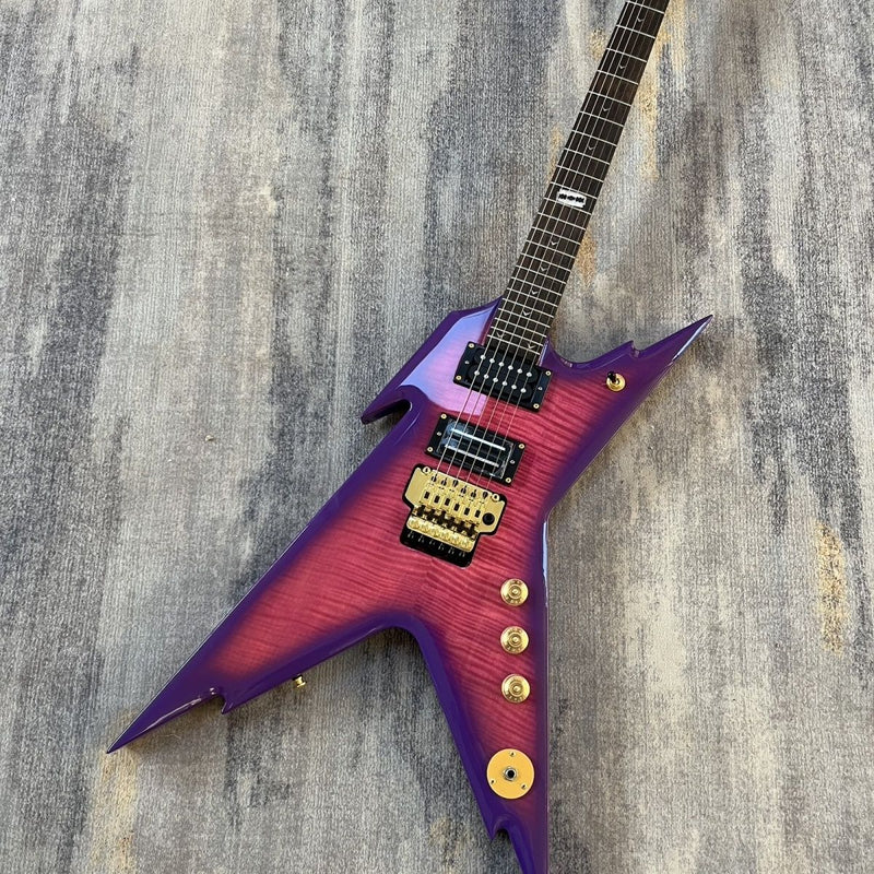 Dean Style Flamed Maple Top Gloss Purple Burst Finish Electric Guitar (LRG-012)