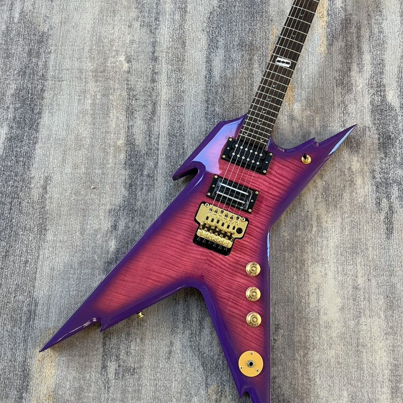 Dean Style Flamed Maple Top Gloss Purple Burst Finish Electric Guitar (LRG-012)