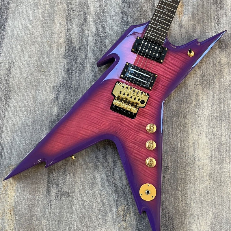 Dean Style Flamed Maple Top Gloss Purple Burst Finish Electric Guitar (LRG-012)