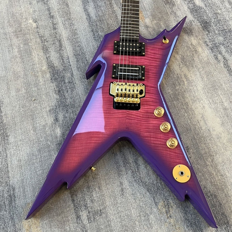 Dean Style Flamed Maple Top Gloss Purple Burst Finish Electric Guitar (LRG-012)
