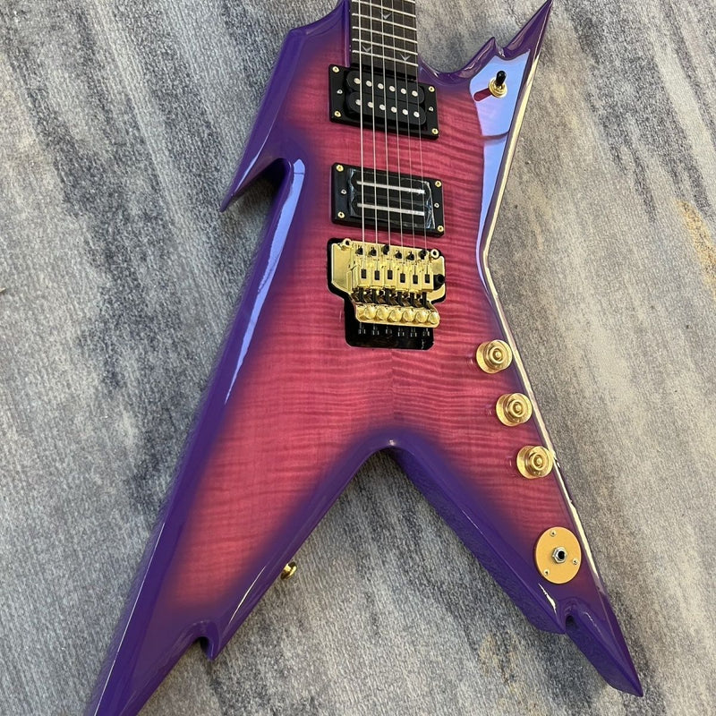 Dean Style Flamed Maple Top Gloss Purple Burst Finish Electric Guitar (LRG-012)