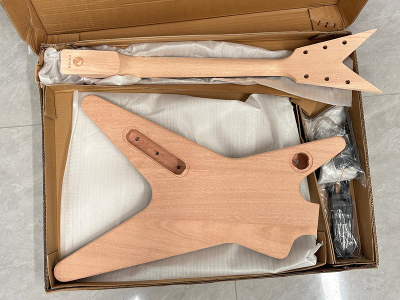 Dean Style DIY Electric Guitar Kit with Spalted Maple Top (LRF-024X)