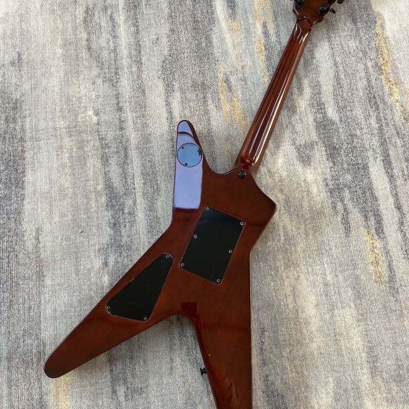 Dime Style Star V Flamed Maple Green Amber Gradient Burst Electric Guitar (LRG-021)