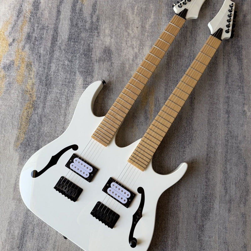 Double Neck 6+6 String Electric Guitar with Gloss White Finish(LRG-104)