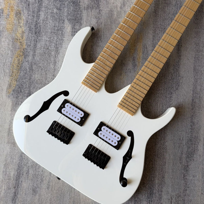 Double Neck 6+6 String Electric Guitar with Gloss White Finish(LRG-104)