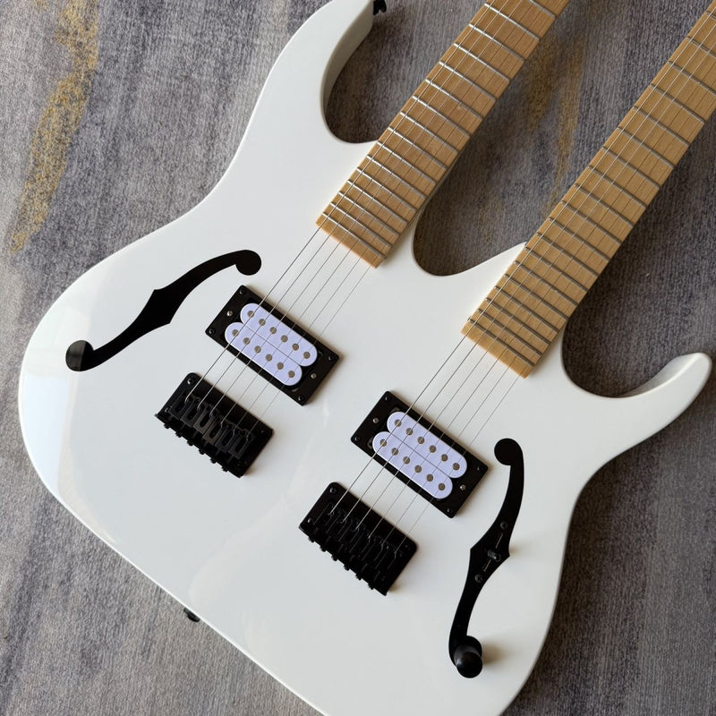 Double Neck 6+6 String Electric Guitar with Gloss White Finish(LRG-104)