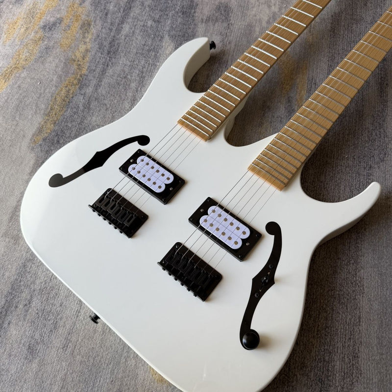 Double Neck 6+6 String Electric Guitar with Gloss White Finish(LRG-104)