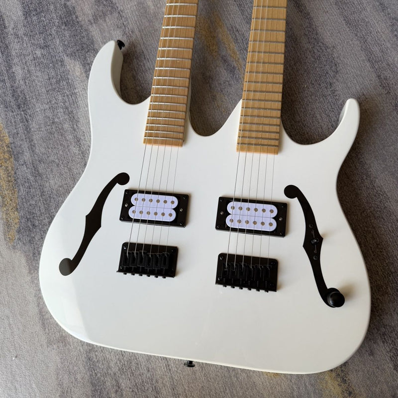 Double Neck 6+6 String Electric Guitar with Gloss White Finish(LRG-104)