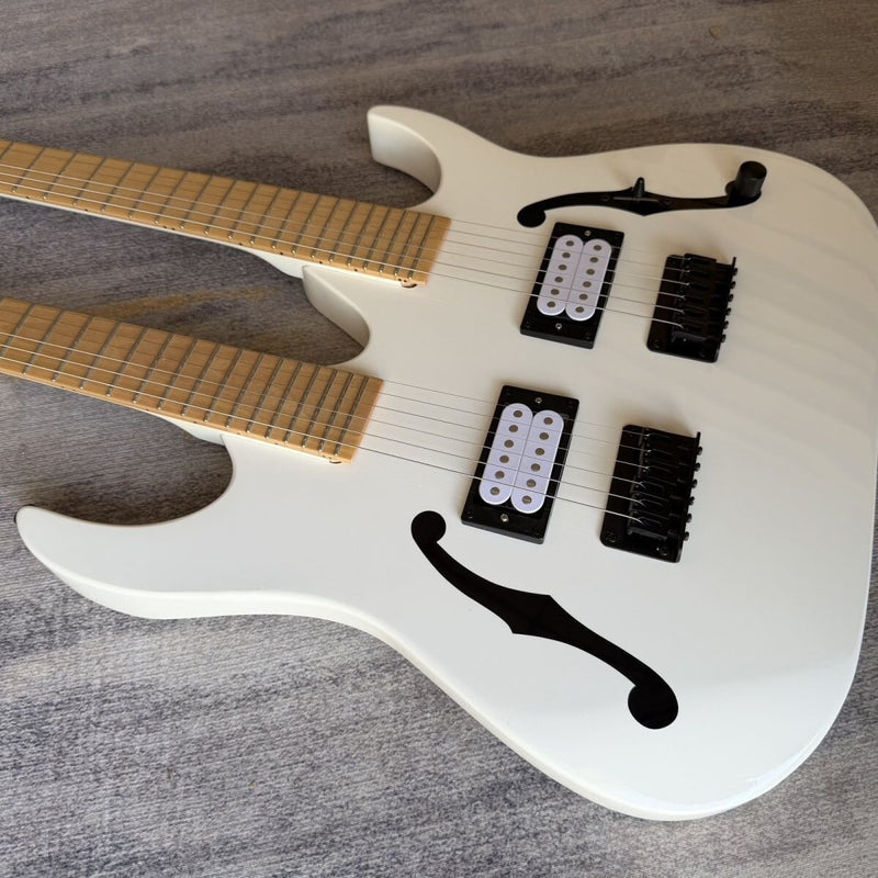 Double Neck 6+6 String Electric Guitar with Gloss White Finish(LRG-104)