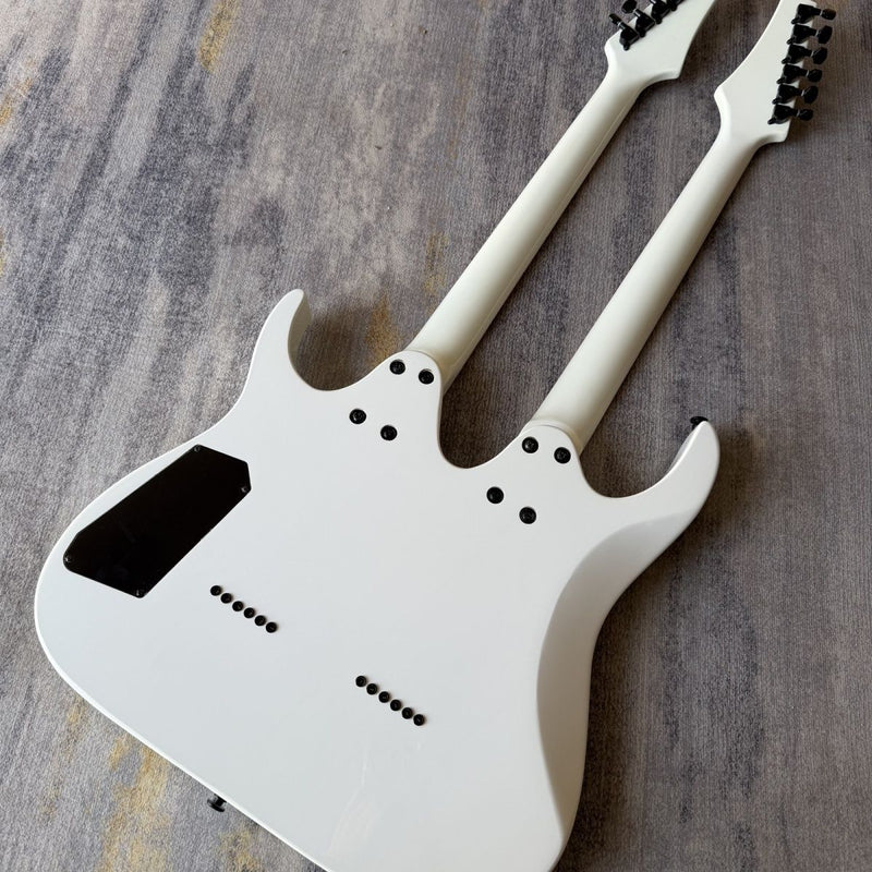 Double Neck 6+6 String Electric Guitar with Gloss White Finish(LRG-104)