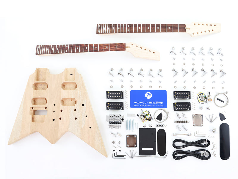 Double Neck Flying V Style Electric Guitar Kit (PYX-203X)