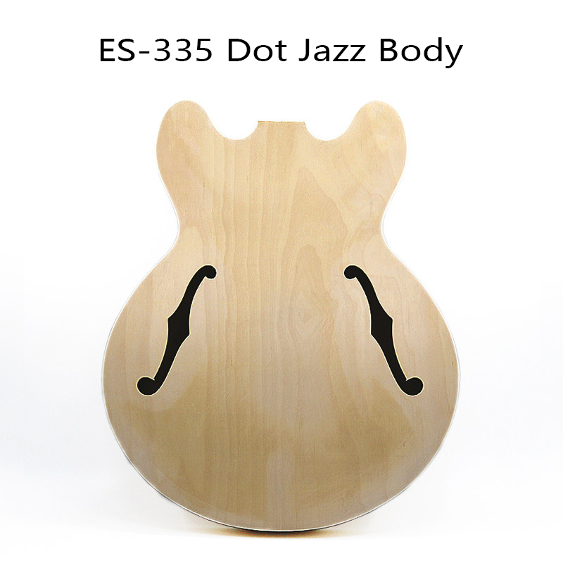 ES-335 Style Dot Semi-Hollow Jazz Guitar Body, Unfinished Wood Blank (HY-001)