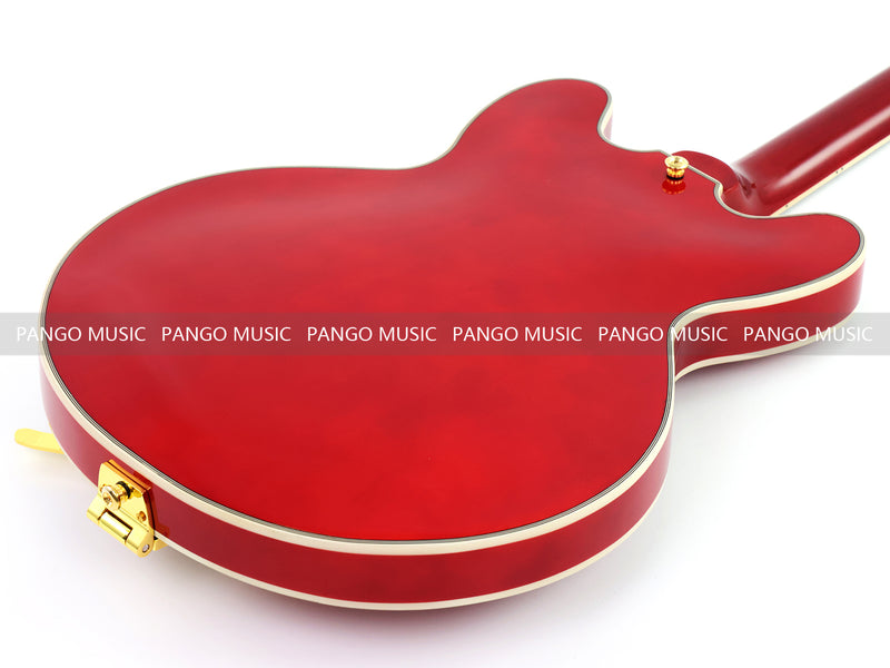 ES-355 Style Semi-Hollow Archtop Gloss Wine Red Electric Guitar (LRG-035X)