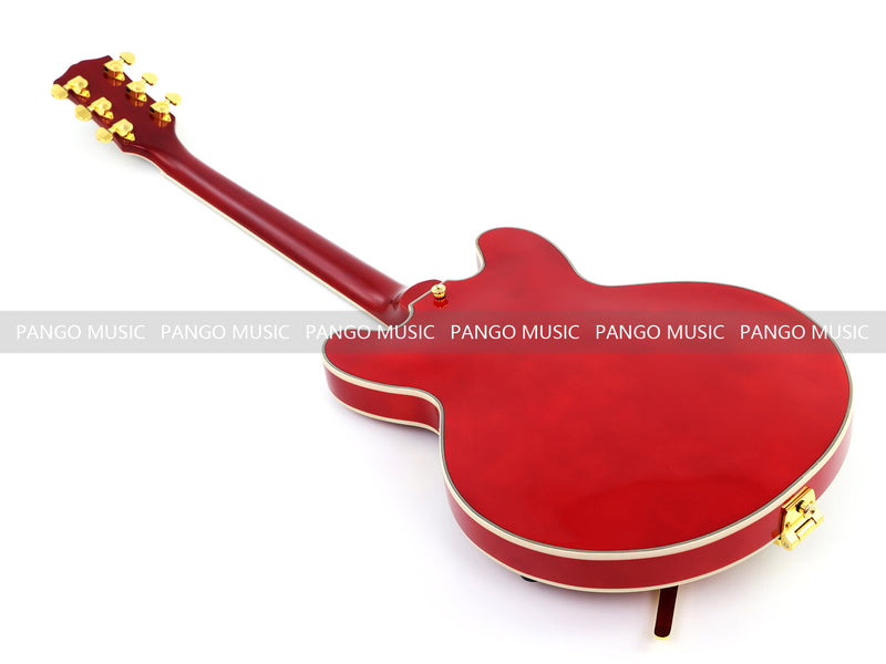 ES-355 Style Semi-Hollow Archtop Gloss Wine Red Electric Guitar (LRG-035X)