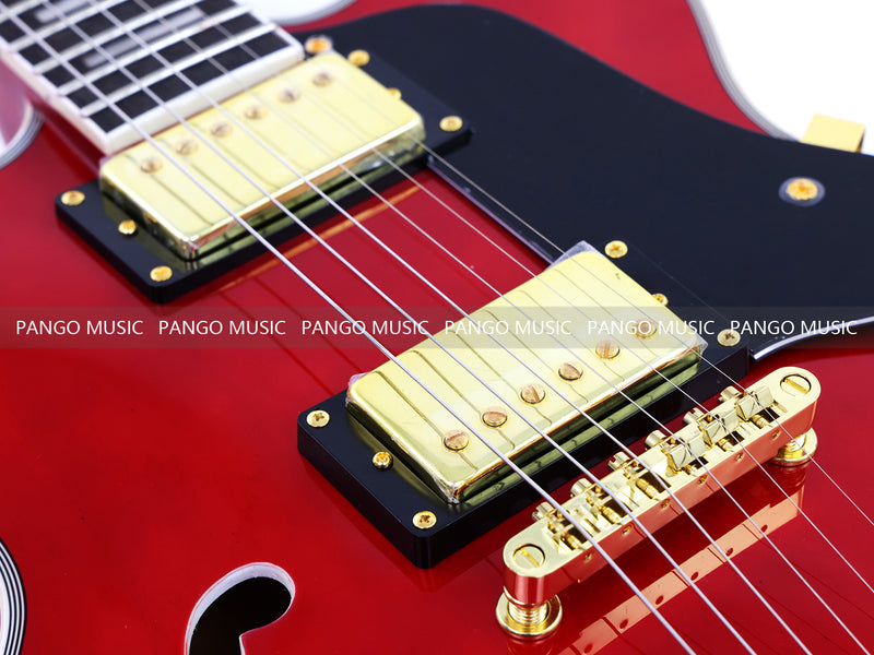 ES-355 Style Semi-Hollow Archtop Gloss Wine Red Electric Guitar (LRG-035X)