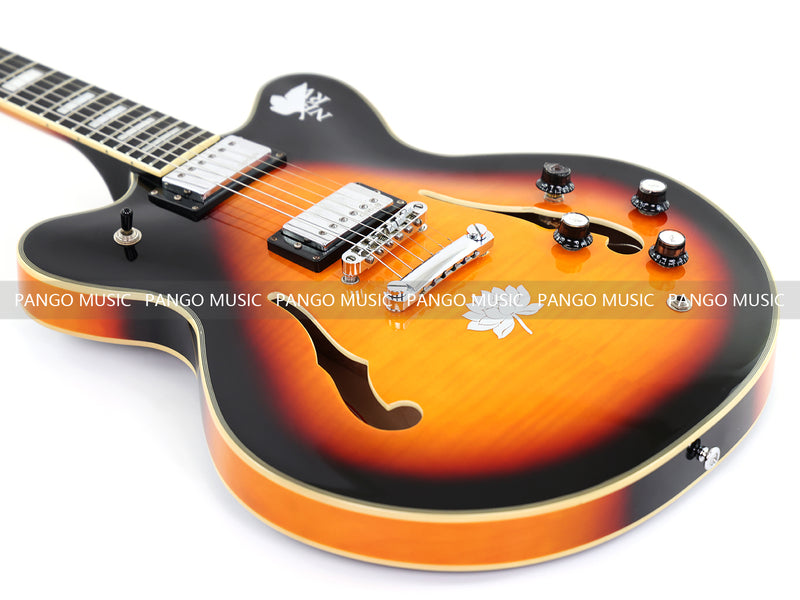 ES-Style Semi-Hollow Body Electric Guitar with Gloss Sunburst Finish (TB-3500)