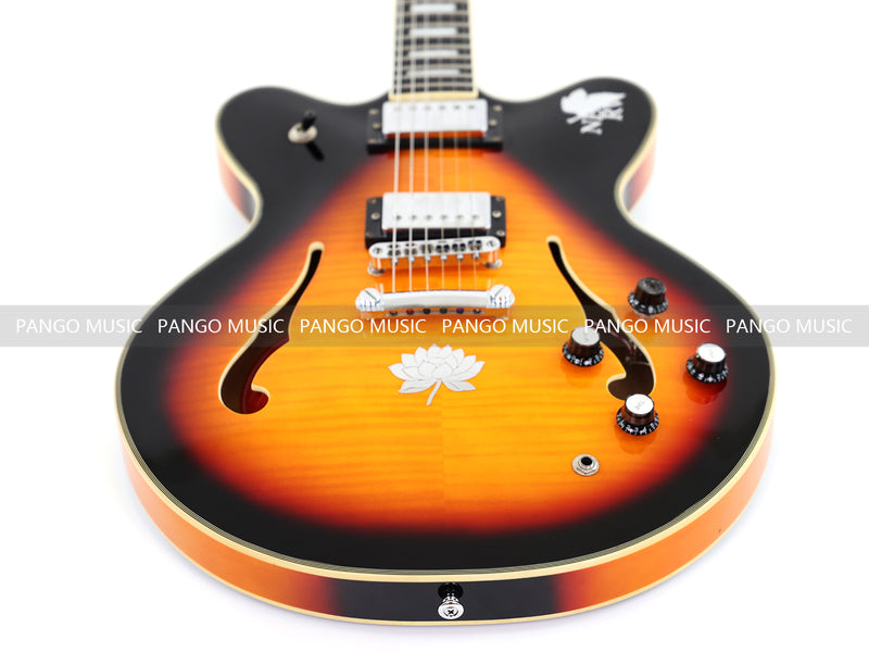 ES-Style Semi-Hollow Body Electric Guitar with Gloss Sunburst Finish (TB-3500)