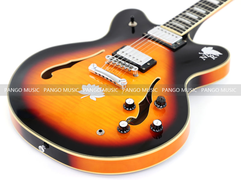 ES-Style Semi-Hollow Body Electric Guitar with Gloss Sunburst Finish (TB-3500)