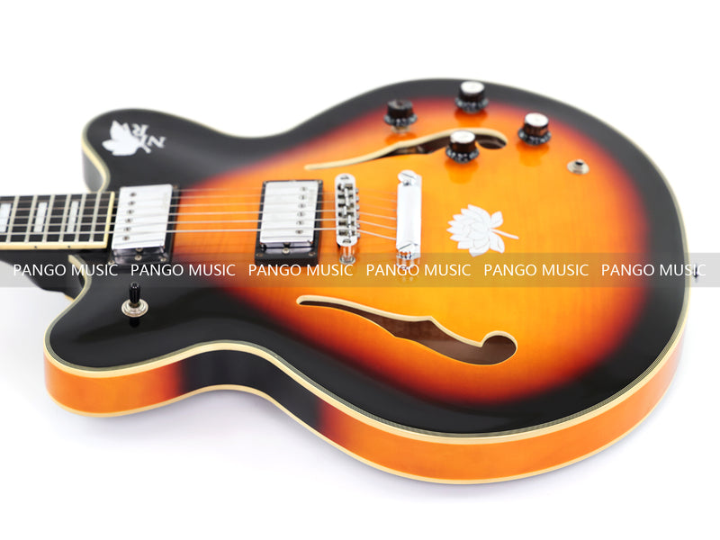 ES-Style Semi-Hollow Body Electric Guitar with Gloss Sunburst Finish (TB-3500)