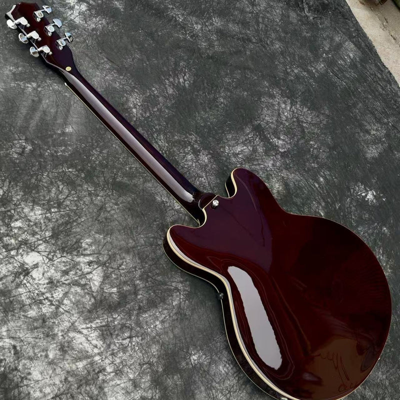 ES-Style Semi-Hollow Body Electric Guitar with Gold Gloss Metallic Finish (YMZ-143X)