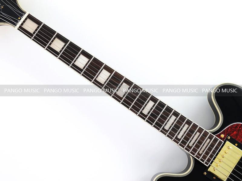 ES335 Style Semi-Hollow Archtop Jazz Electric Guitar with Gloss Black Finish(LRG-075X)