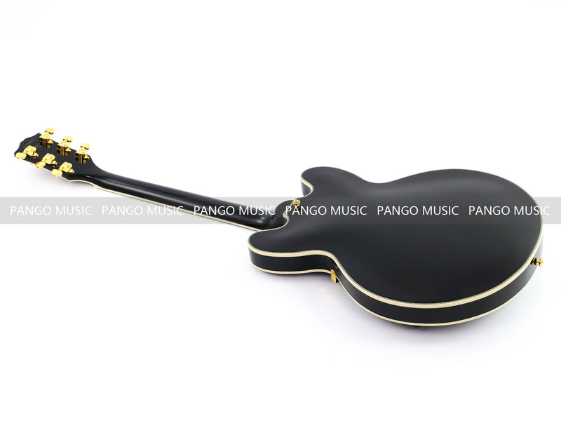 ES335 Style Semi-Hollow Archtop Jazz Electric Guitar with Gloss Black Finish(LRG-075X)