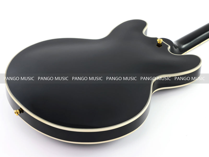 ES335 Style Semi-Hollow Archtop Jazz Electric Guitar with Gloss Black Finish(LRG-075X)