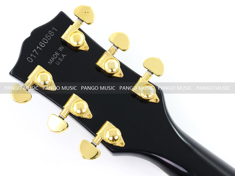 ES335 Style Semi-Hollow Archtop Jazz Electric Guitar with Gloss Black Finish(LRG-075X)
