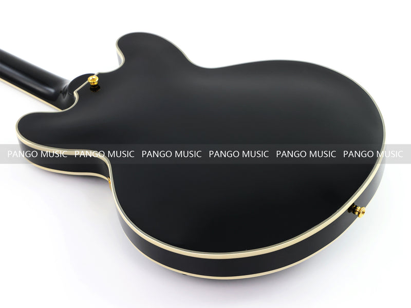 ES335 Style Semi-Hollow Archtop Jazz Electric Guitar with Gloss Black Finish(LRG-075X)