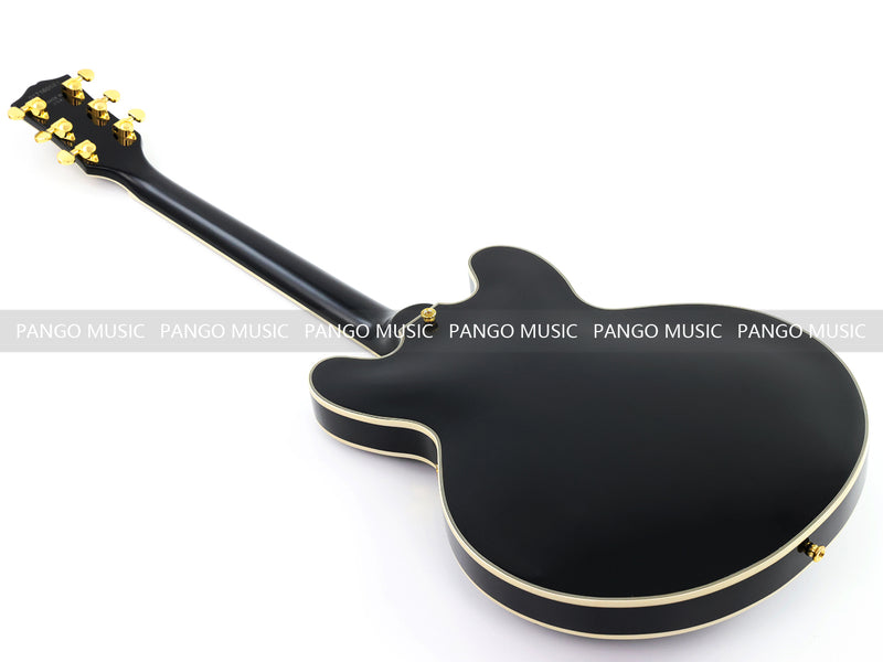 ES335 Style Semi-Hollow Archtop Jazz Electric Guitar with Gloss Black Finish(LRG-075X)