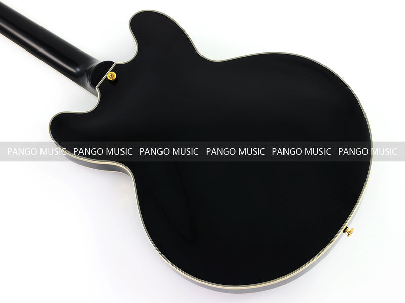 ES335 Style Semi-Hollow Archtop Jazz Electric Guitar with Gloss Black Finish(LRG-075X)