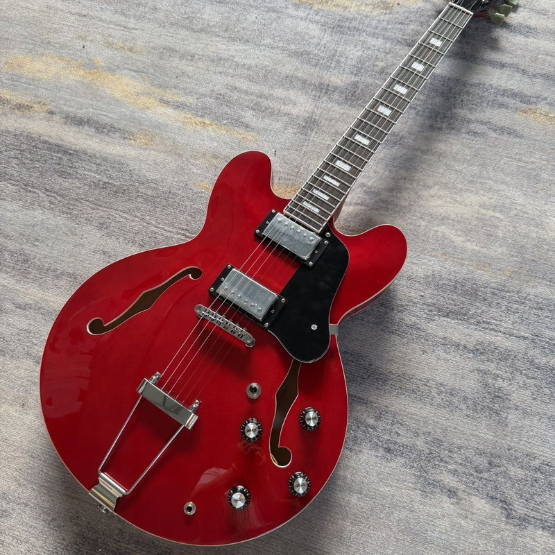 ES335 Style Semi-Hollow Electric Guitar with Gloss Cherry Red Finish (LRG-069)