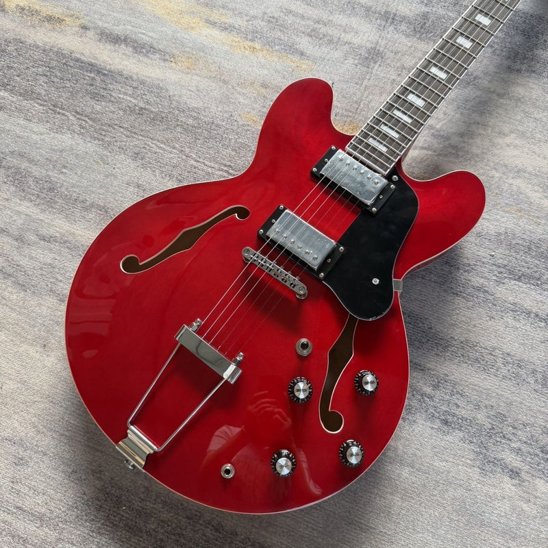 ES335 Style Semi-Hollow Electric Guitar with Gloss Cherry Red Finish (LRG-069)