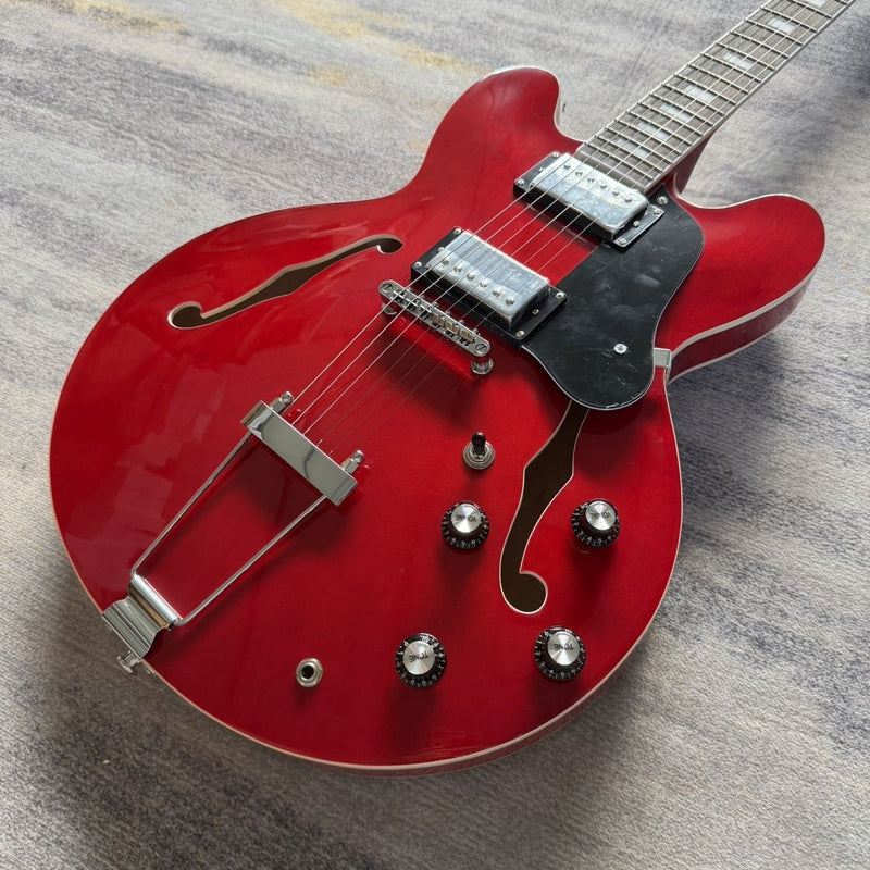 ES335 Style Semi-Hollow Electric Guitar with Gloss Cherry Red Finish (LRG-069)