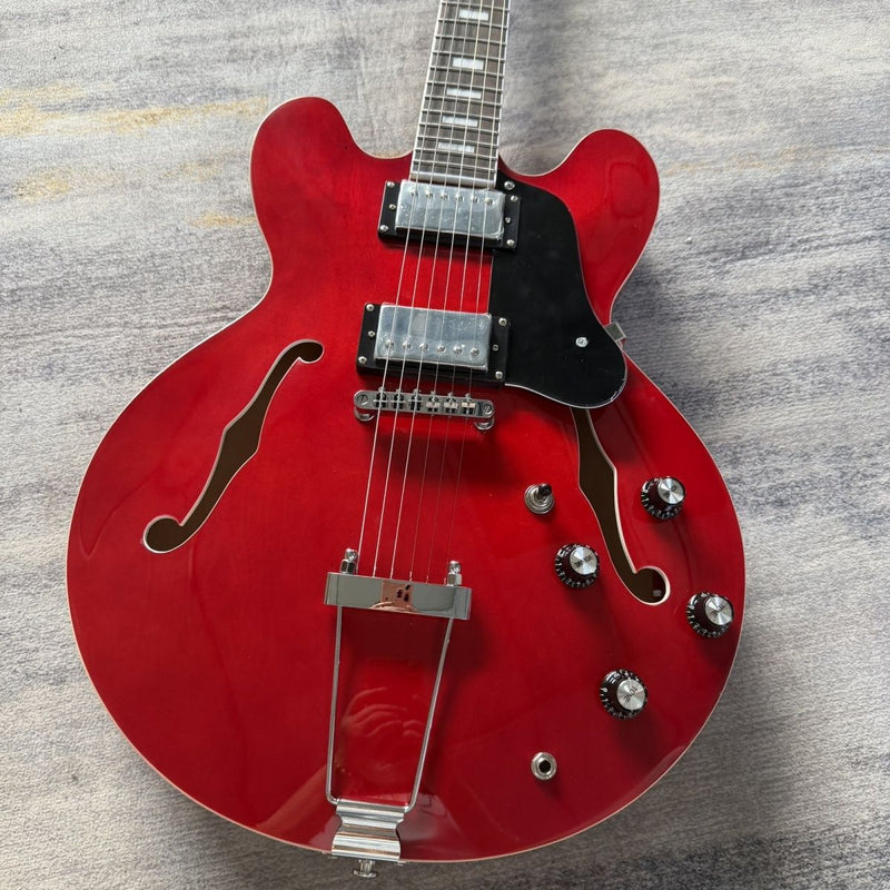 ES335 Style Semi-Hollow Electric Guitar with Gloss Cherry Red Finish (LRG-069)